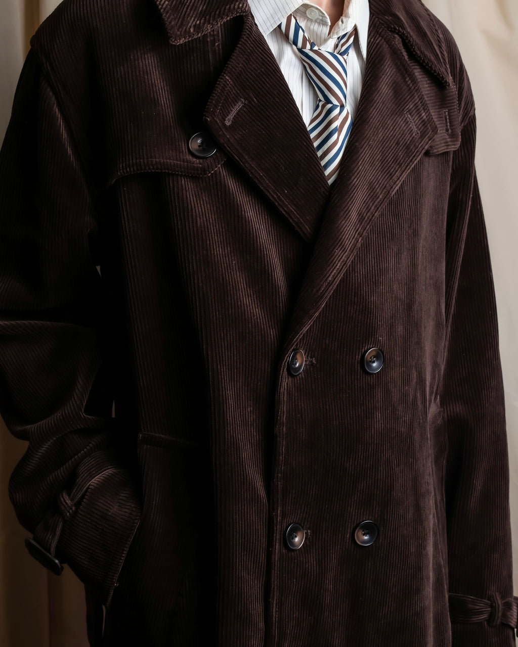 "Barbour" Wide ribbed corduroy maxi-length trench coat