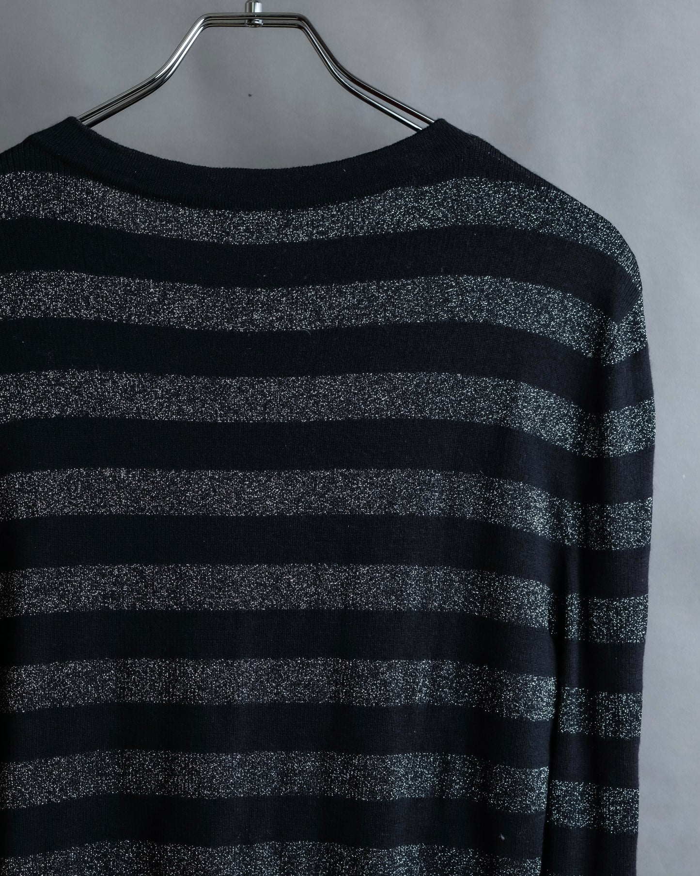 "Saint Laurent Paris" Glittery border pattern relaxed knit