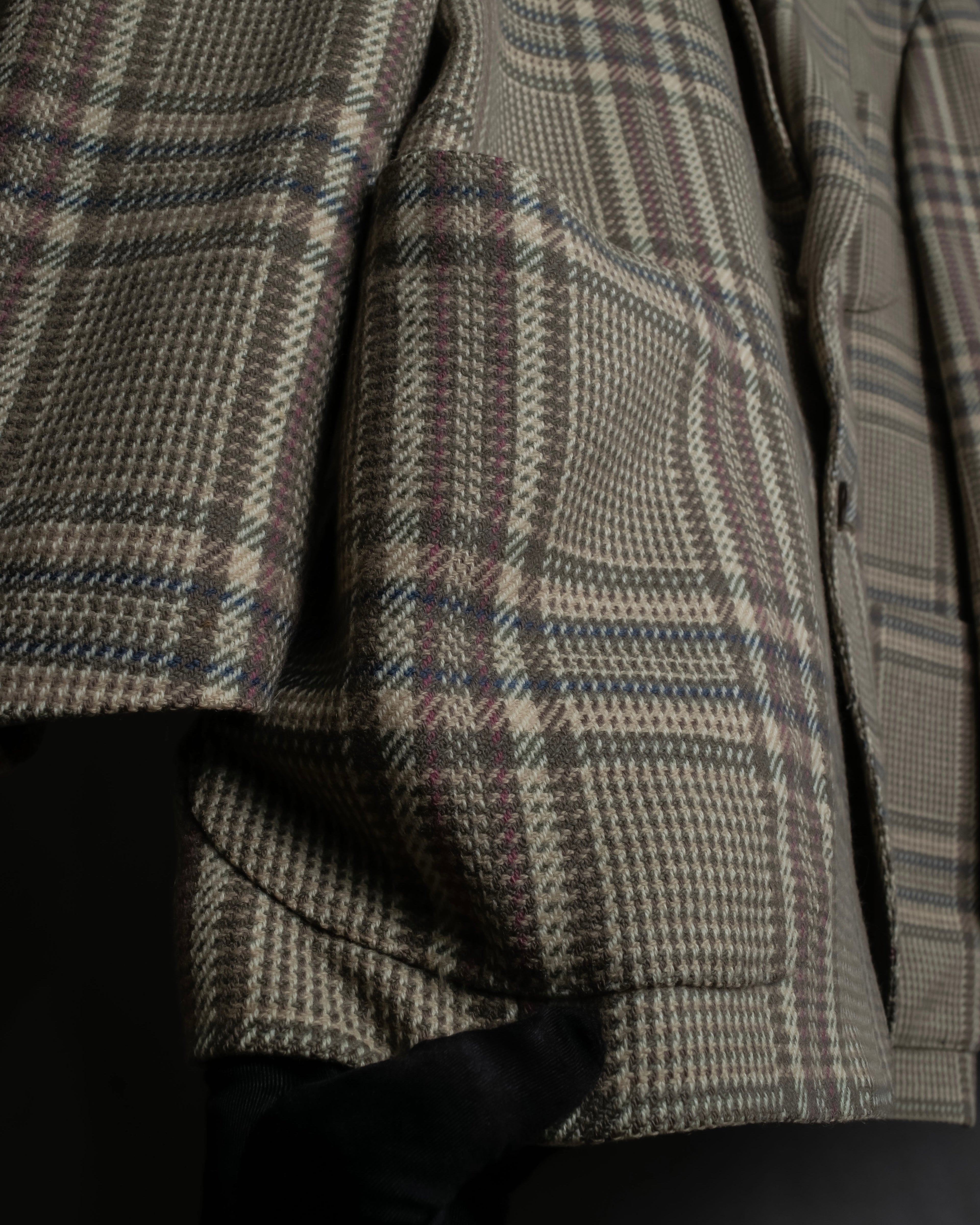 "BURBERRYS" Windowpane pattern tweed tailored jacket