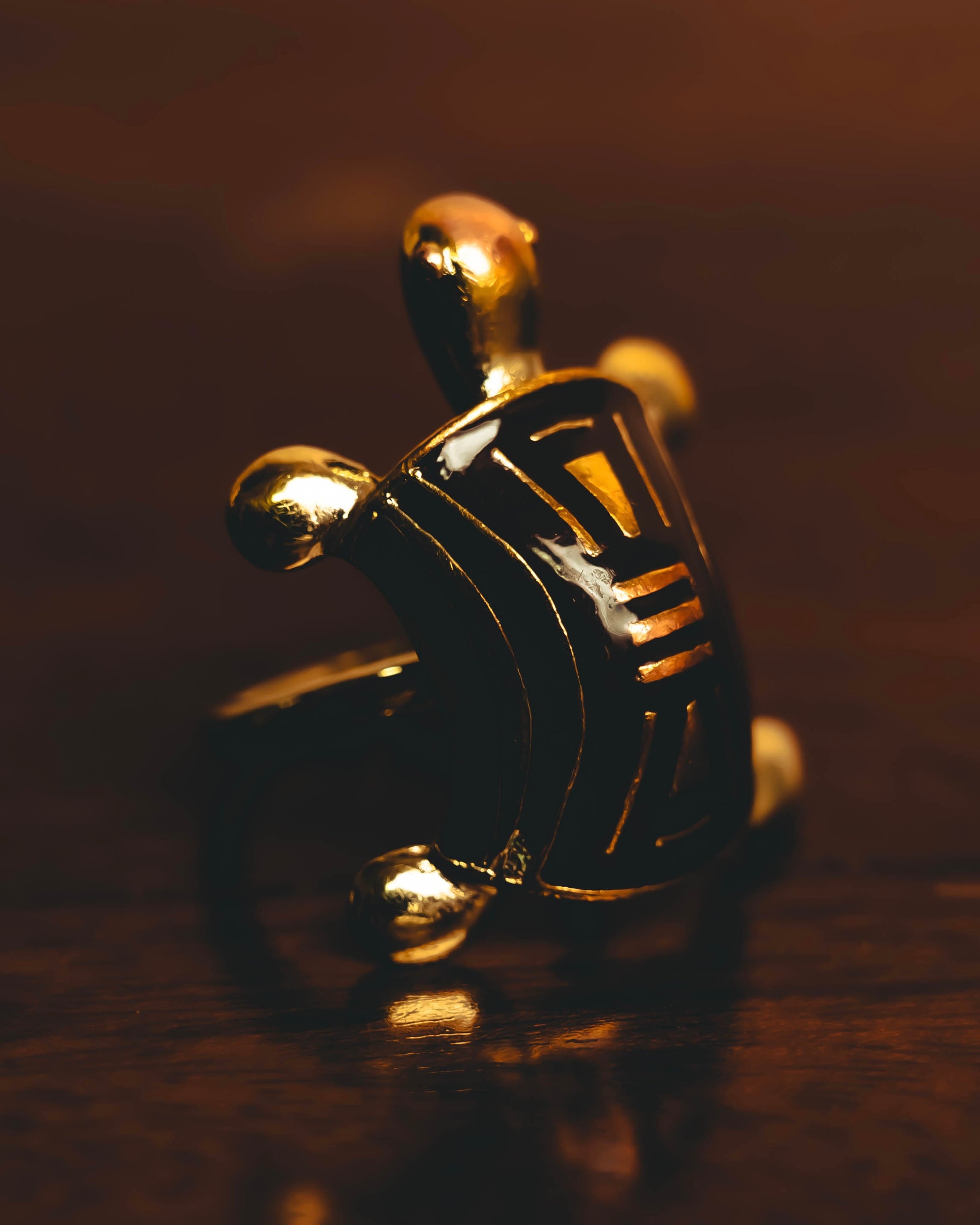 "CELINE" 80's-90's Sculptural turtle motif ring