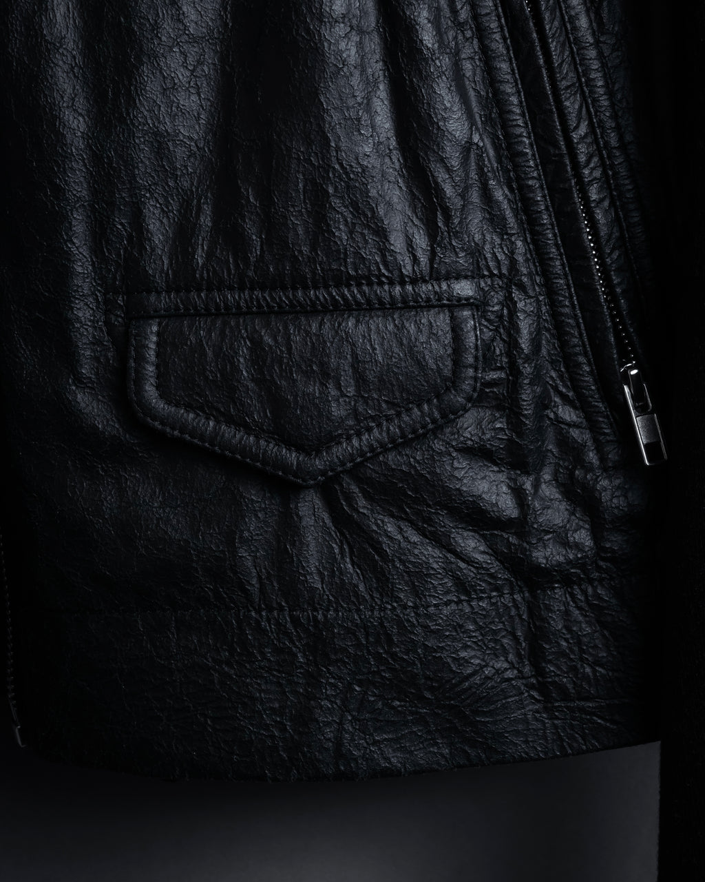 -SPECIAL- "Rick Owens" 15AW Beautiful wrinkles front zip leather jacket