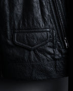 -SPECIAL- "Rick Owens" 15AW Beautiful wrinkles front zip leather jacket