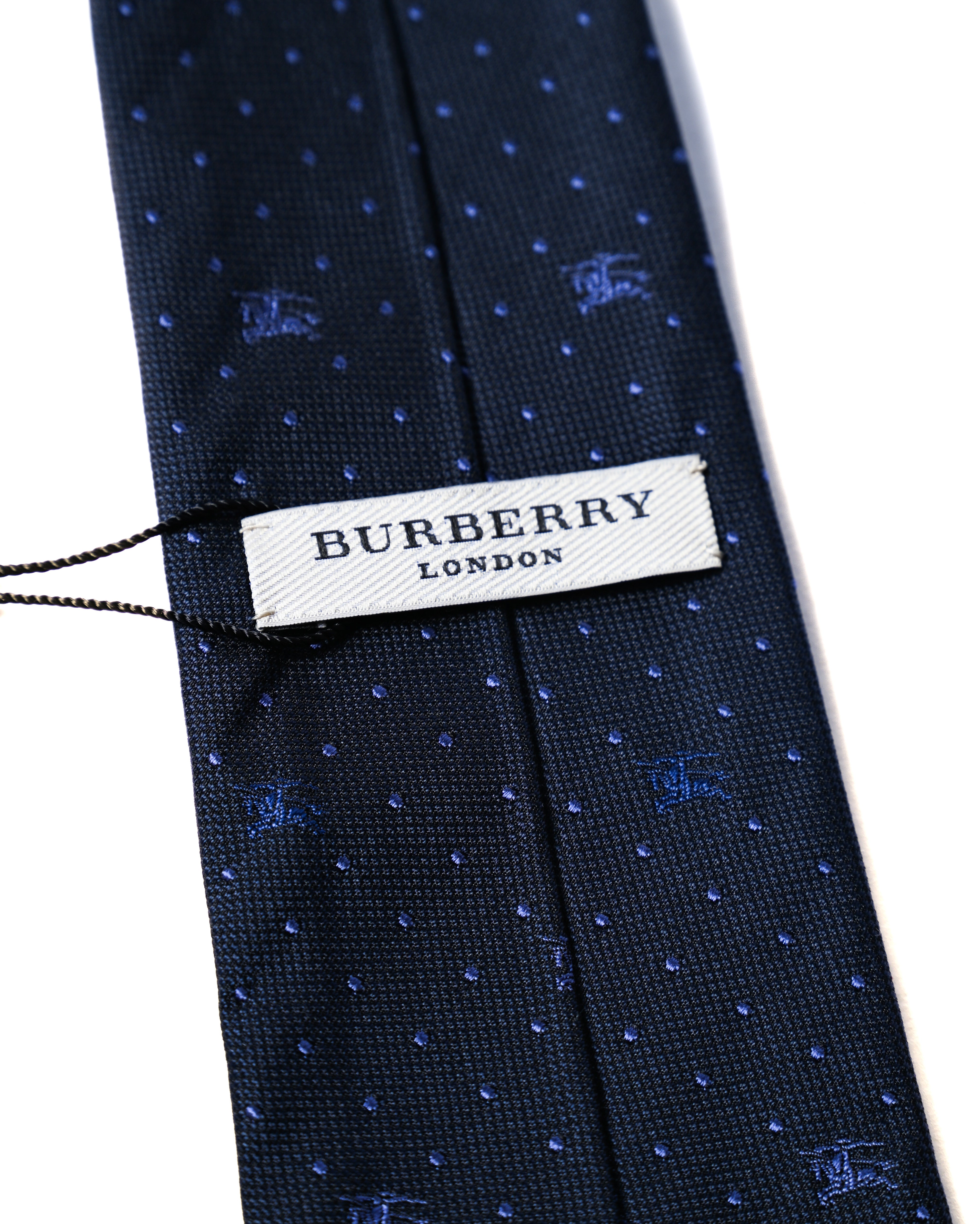 BURBERRY (バーバリー) - ネクタイ - ネイビー - ホースロゴ ドット柄