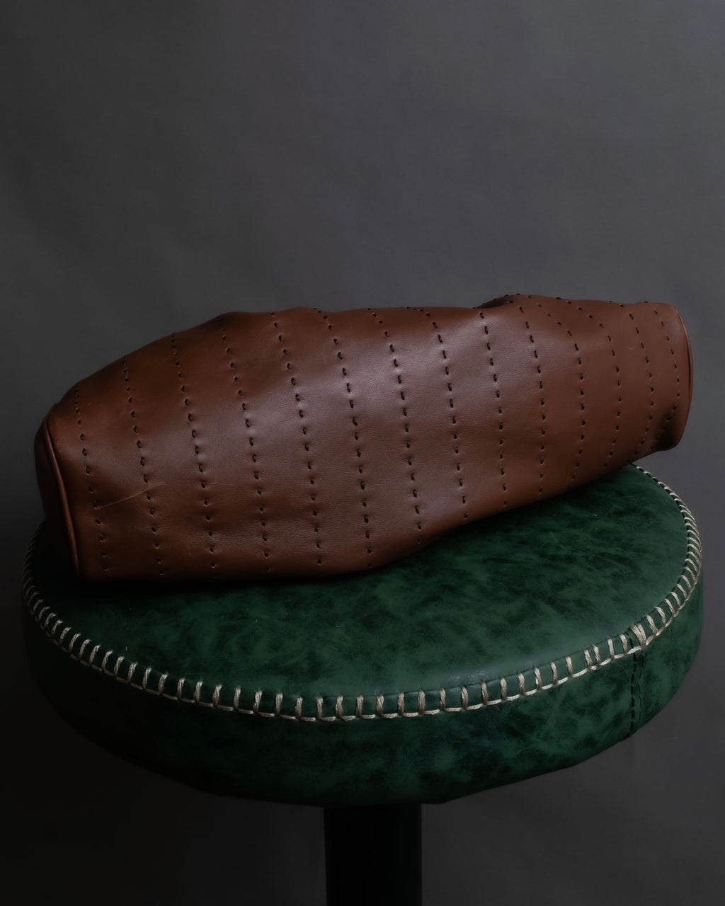 "Salvatore Ferragamo" Gathered stitch work design leather hand bag