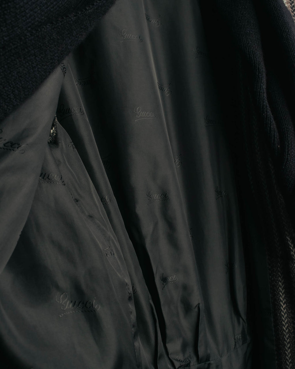 -SPECIAL- “GUCCI” 80’s-90’s Textured striped shawl collar long coat