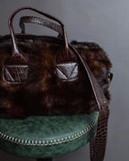 "FALORNI ITALIA LE BORSE" Mink fur leather combination design bag