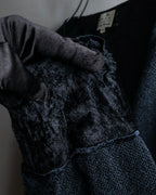 Vintage velour-trimmed box silhouette knit