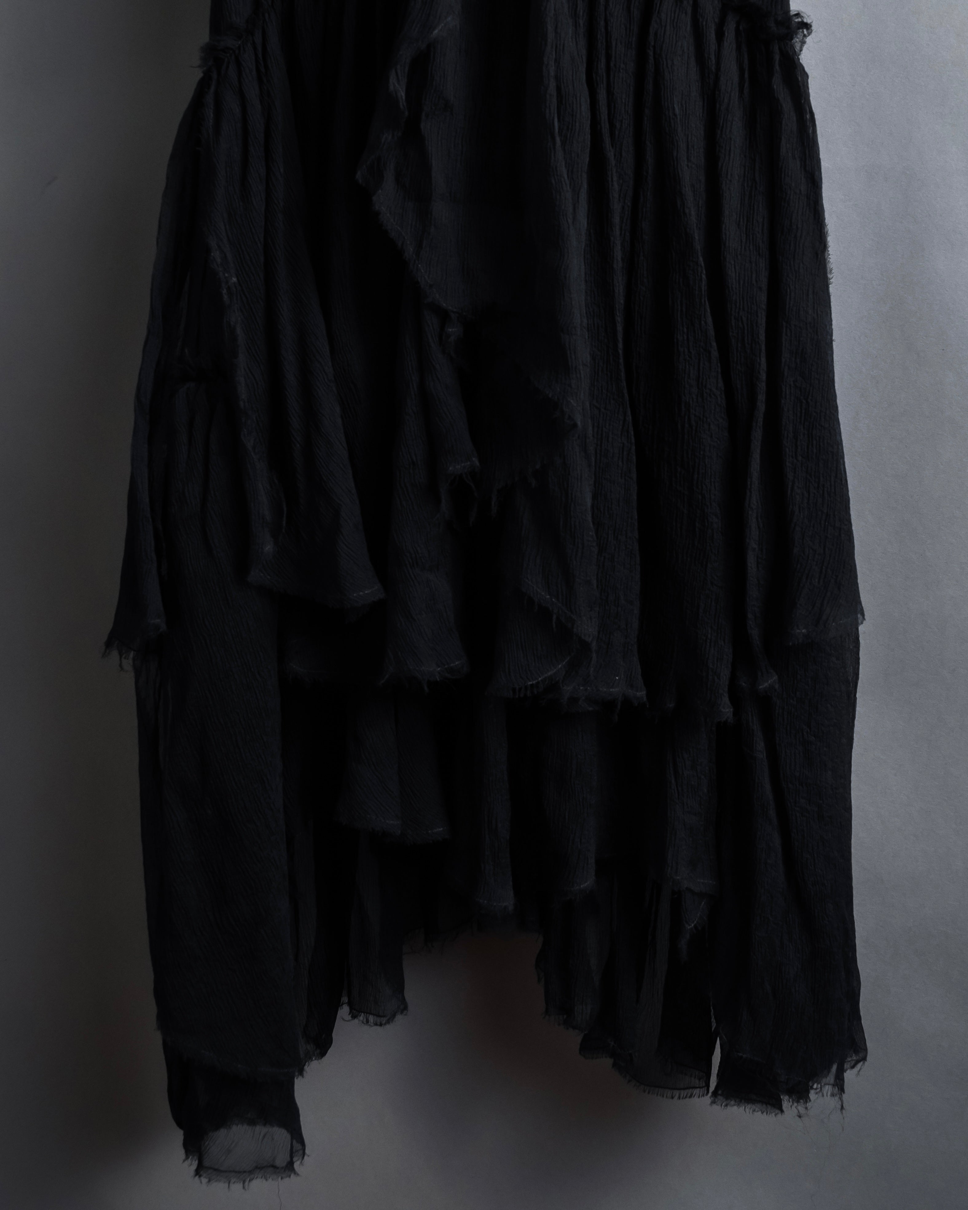 "MCQ Alexander McQueen" 06-10's Puffed sleeve gathered georgette long dress
