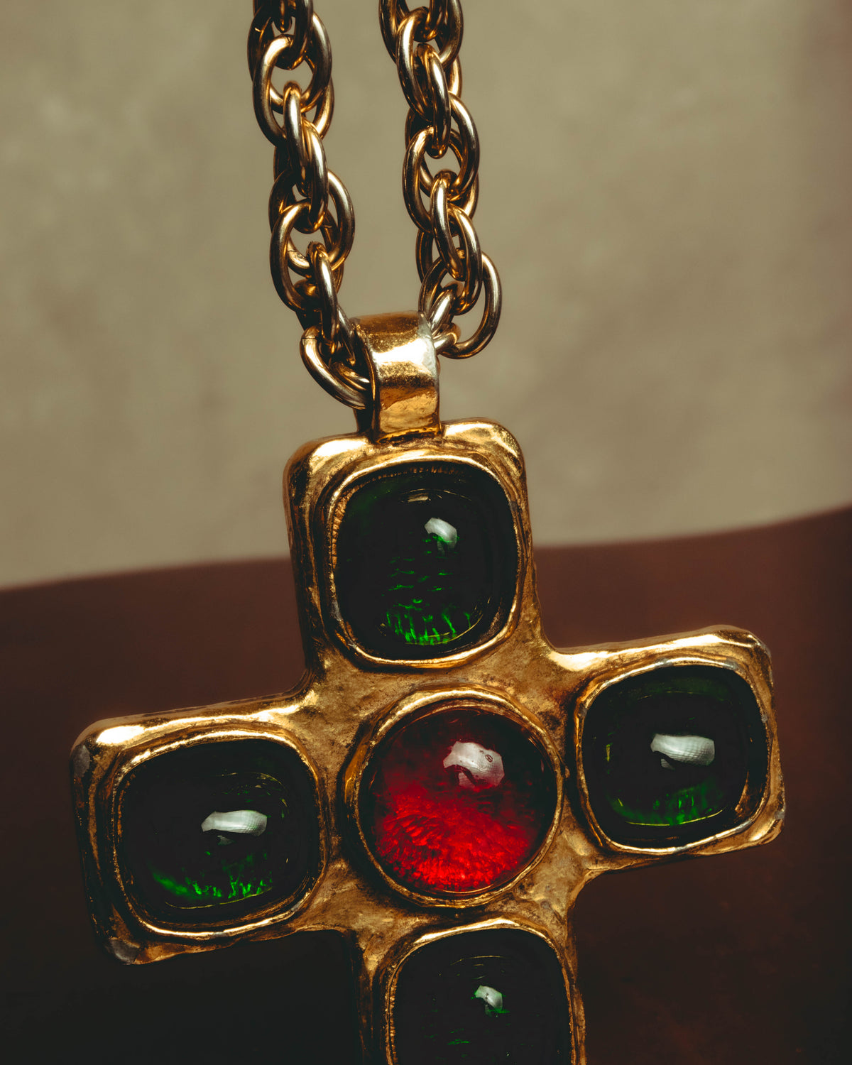–SPECIAL– "CHANEL" 80's Gripoix Byzantine cross pendant necklace