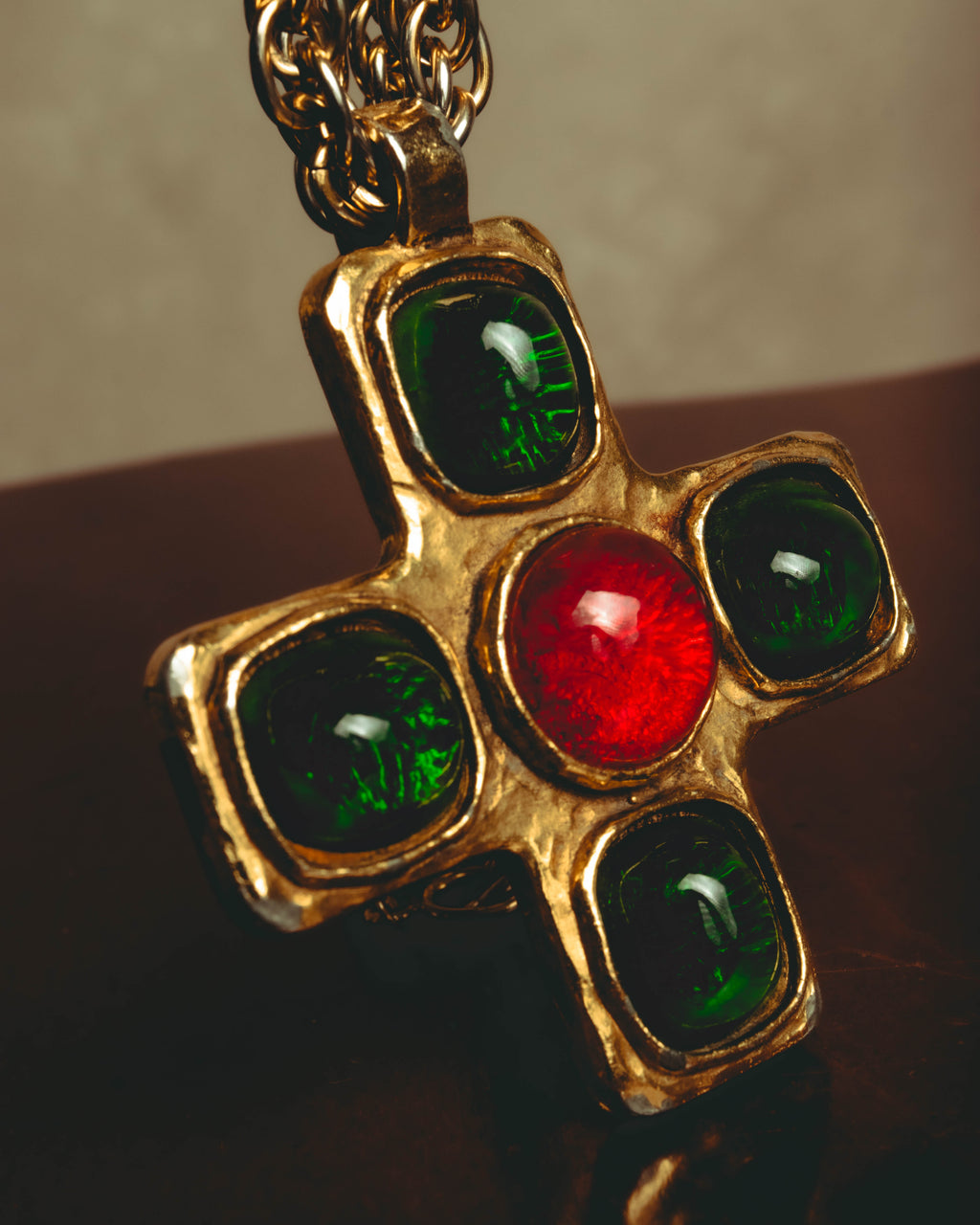 –SPECIAL– "CHANEL" 80's Gripoix Byzantine cross pendant necklace