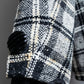 "YVES SAINT LAURENT" Monotone Madras check pattern shaped tailored jacket