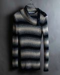 "Christian Dior" Gradient striped irregular neck knit