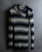"Christian Dior" Gradient striped irregular neck knit
