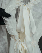 “Yves Saint Laurent” 80’s-90’s Sheer floral ruffle lingerie robe