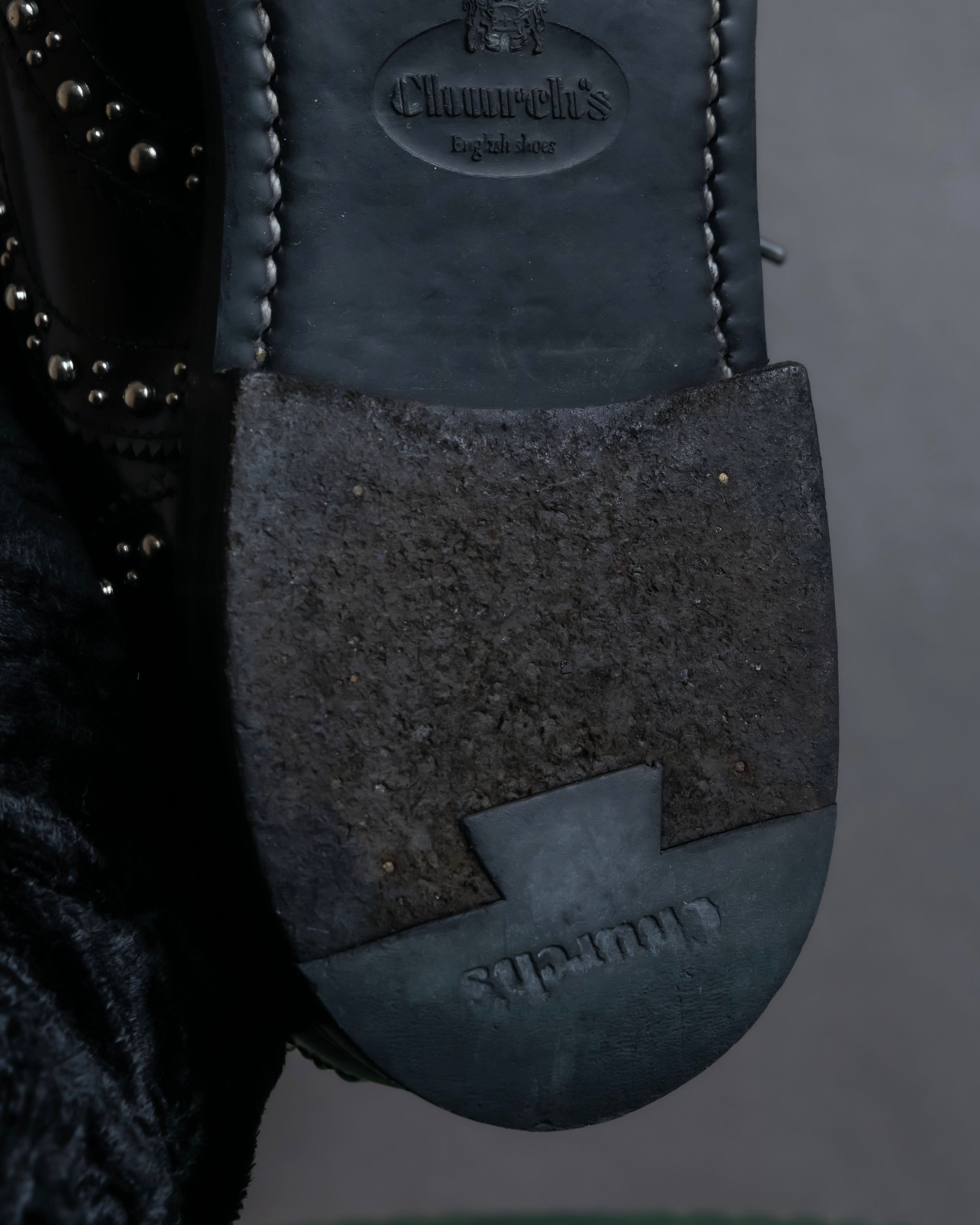 "Church's" Silver stud design wingtip derby shoes