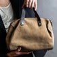 "LOEWE" Logo engraved suede mini boston bag