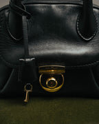 –SPECIAL– “Salvatore Ferragamo“ 00’s-10’s Black leather dome handbag