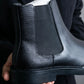 "CALVIN KLEIN" Silver metal toe cap side gore boots