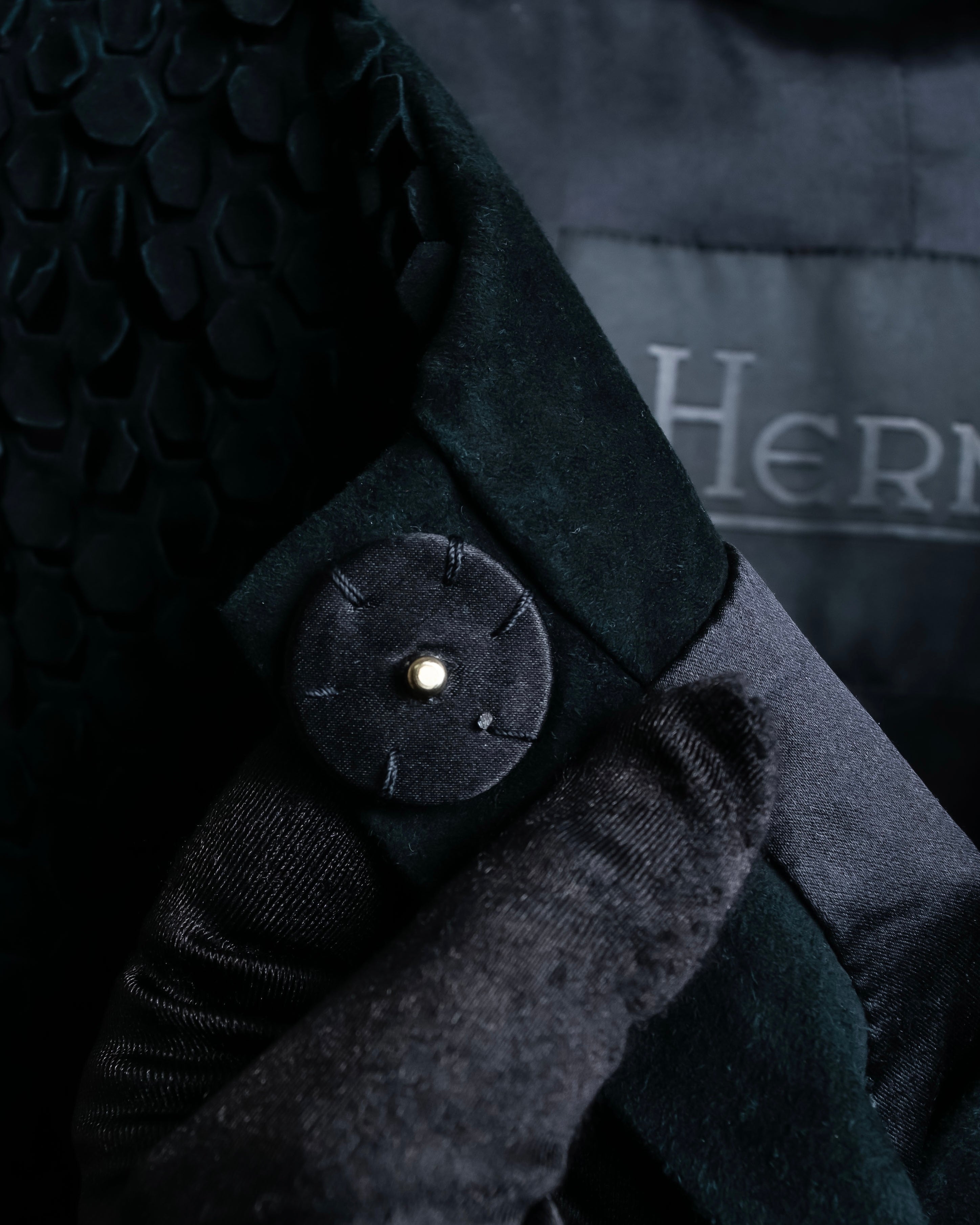 "HERNO" Laser cutwork design structured black dress