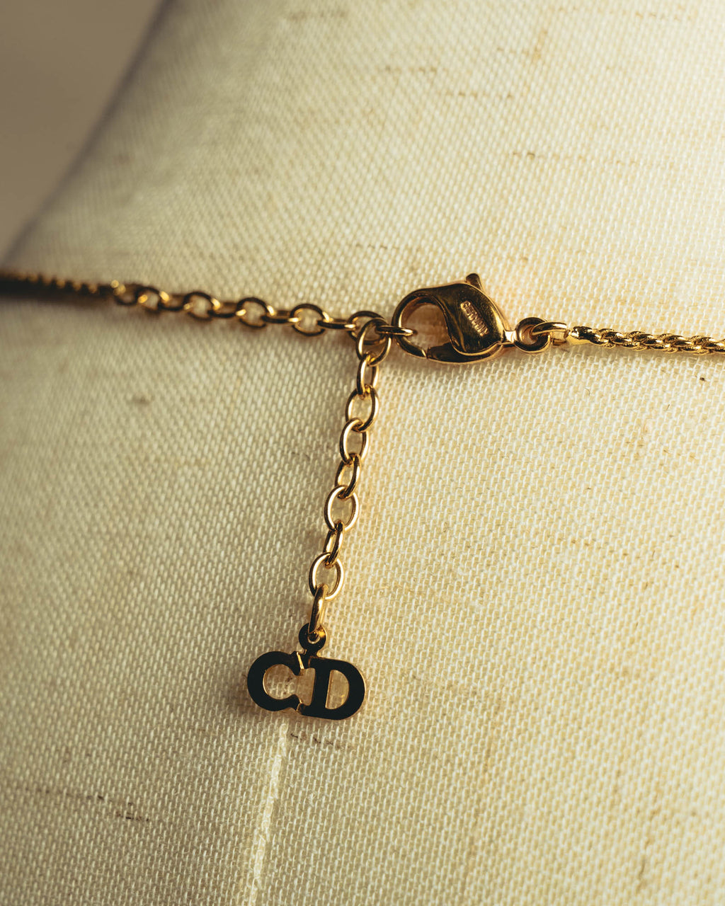 "Christian Dior" 80's-90's Gold monogram pendant necklace