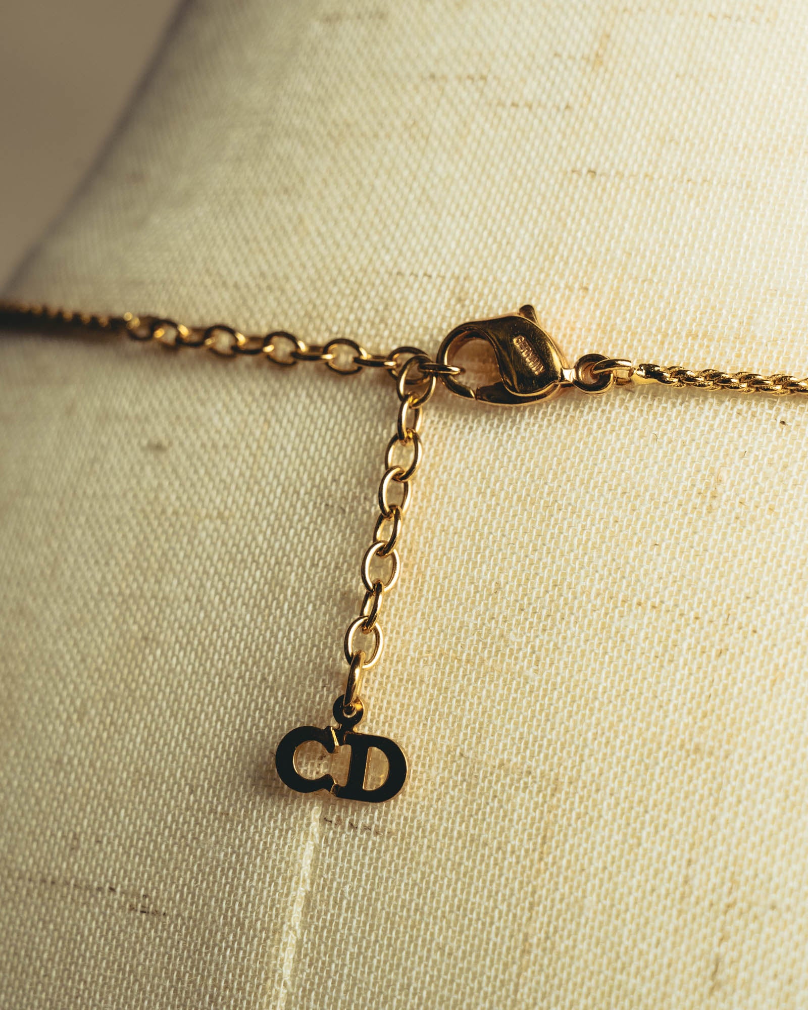 "Christian Dior" 80's-90's Gold monogram pendant necklace