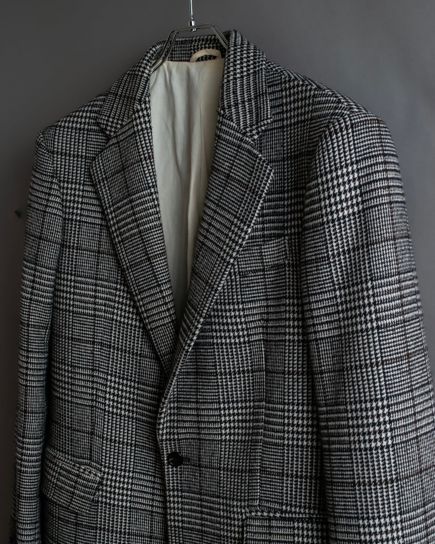 "RAF SIMONS" 20-21AW Glen check pattern tailored shape coat