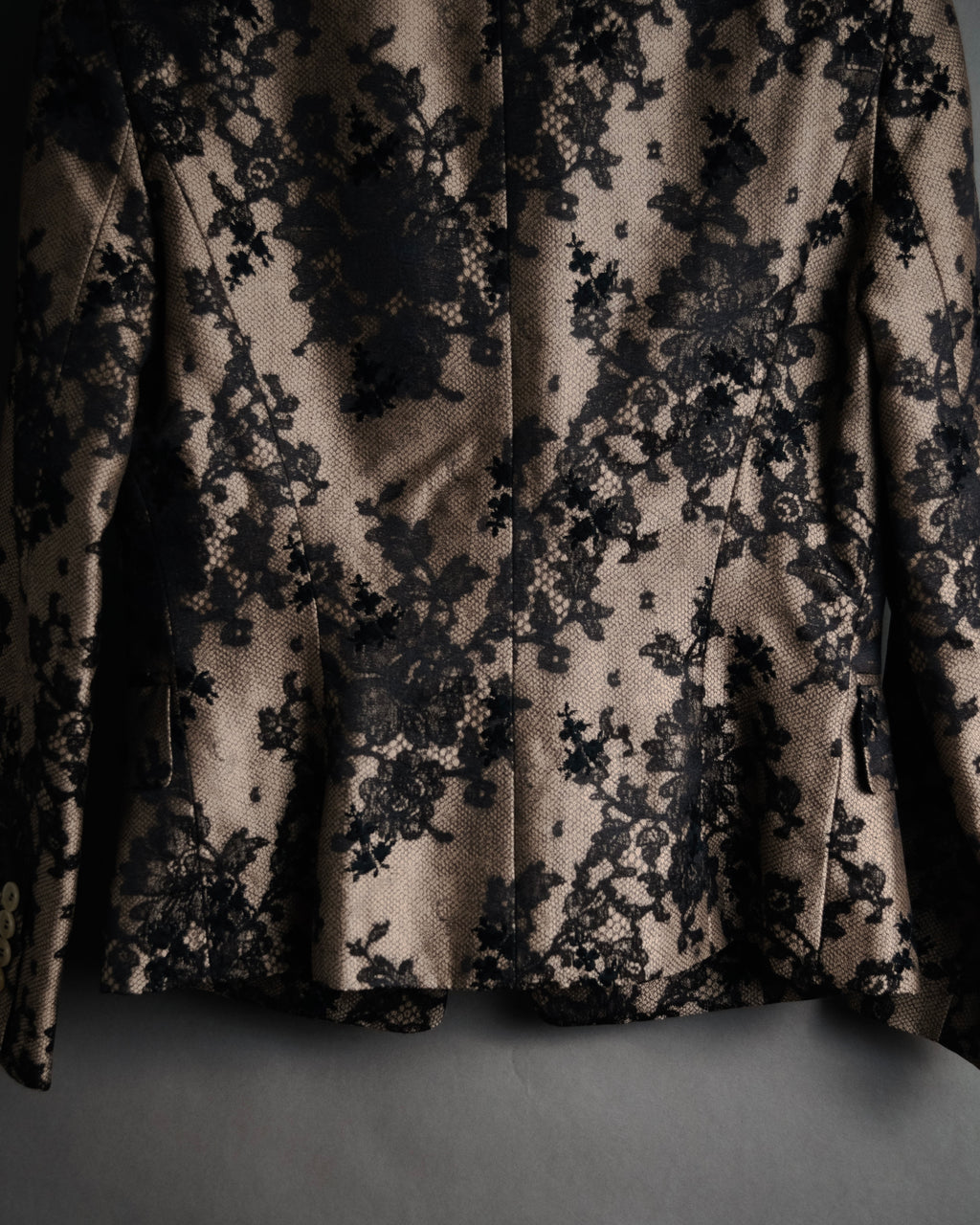 “CELINE” 00’s Lace overlay silk blend tailored jacket