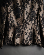 “CELINE” 00’s Lace overlay silk blend tailored jacket