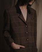 "CELINE" Late 80s–Early 90s velvet-collar woven jacket