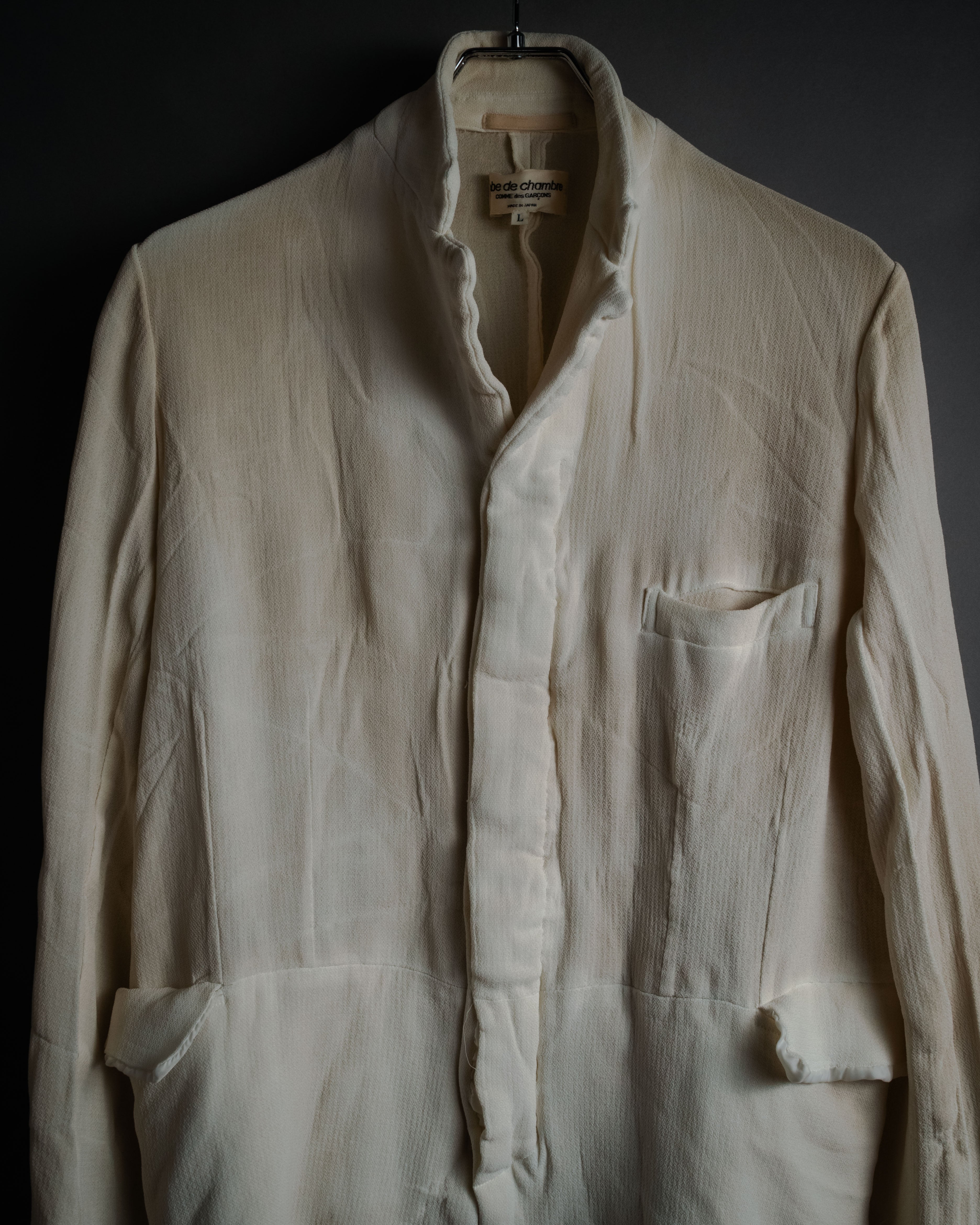 “robe de chambre COMME des GARÇONS” 90’s Textured stand collar concealed front jacket