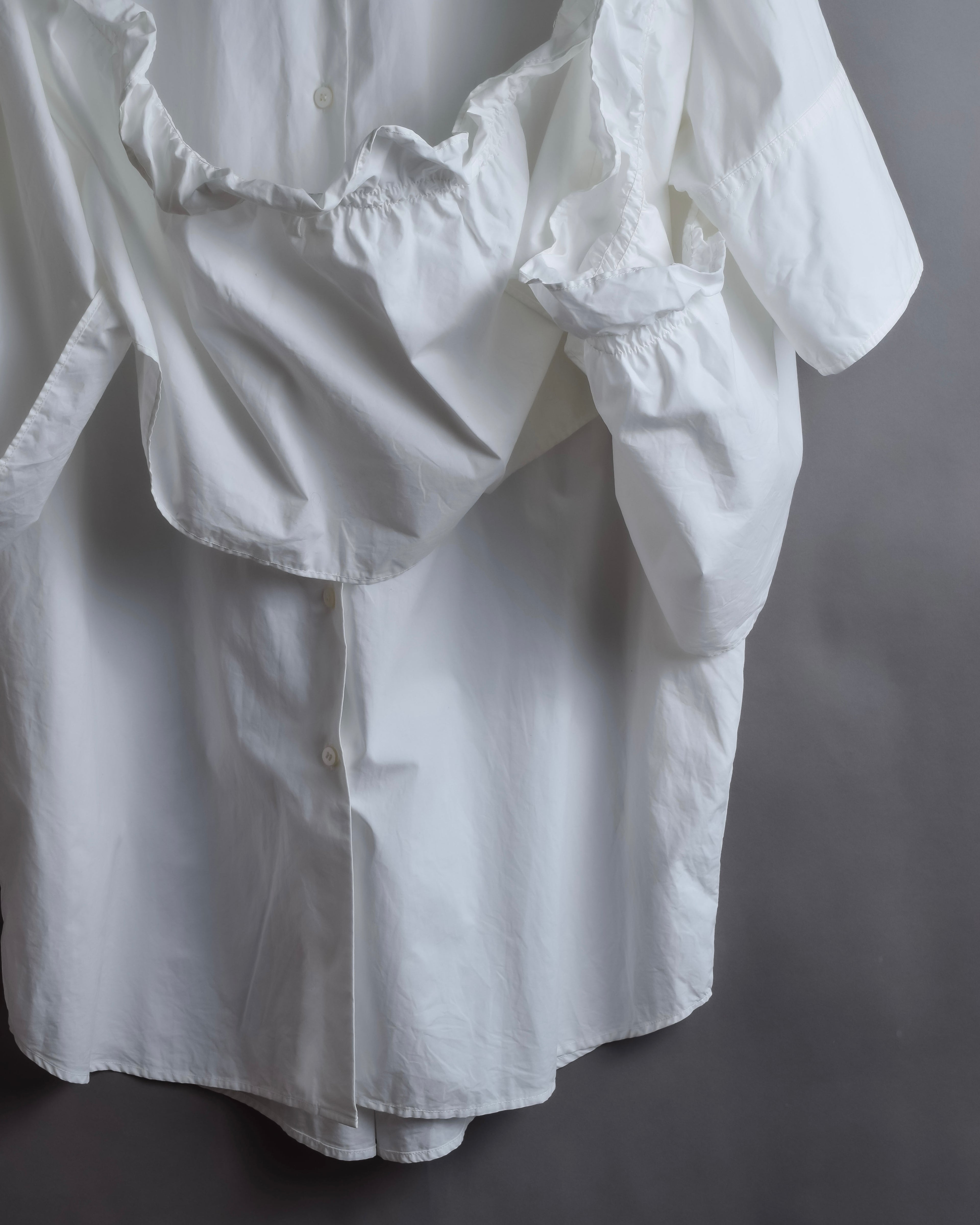"MM6 MAISON MARGIELA" 20SS Frilled overlay cotton hybrid shirt
