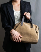 "LOEWE" Logo engraved suede mini boston bag