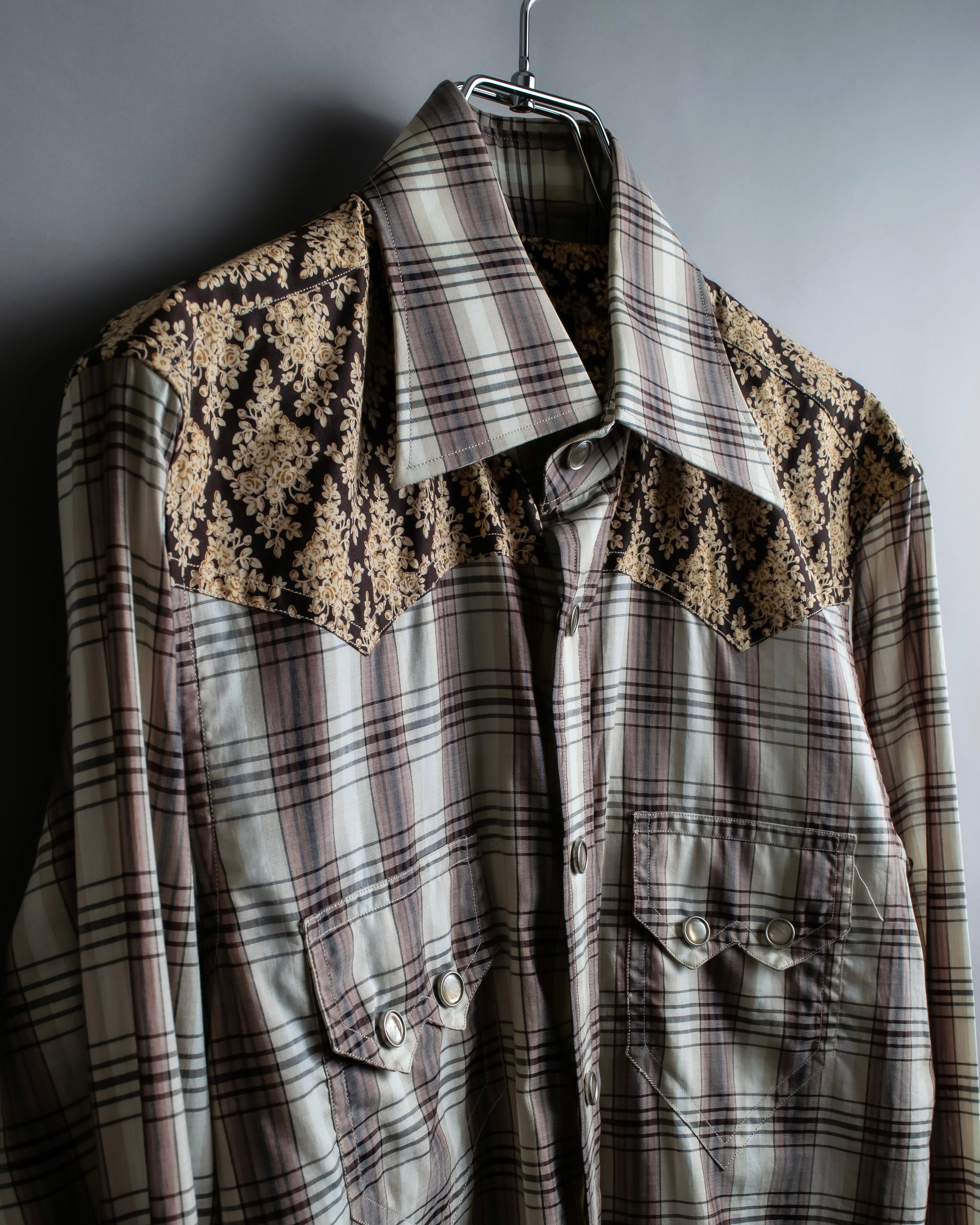 "GUCCI" Floral and checkered western shirt