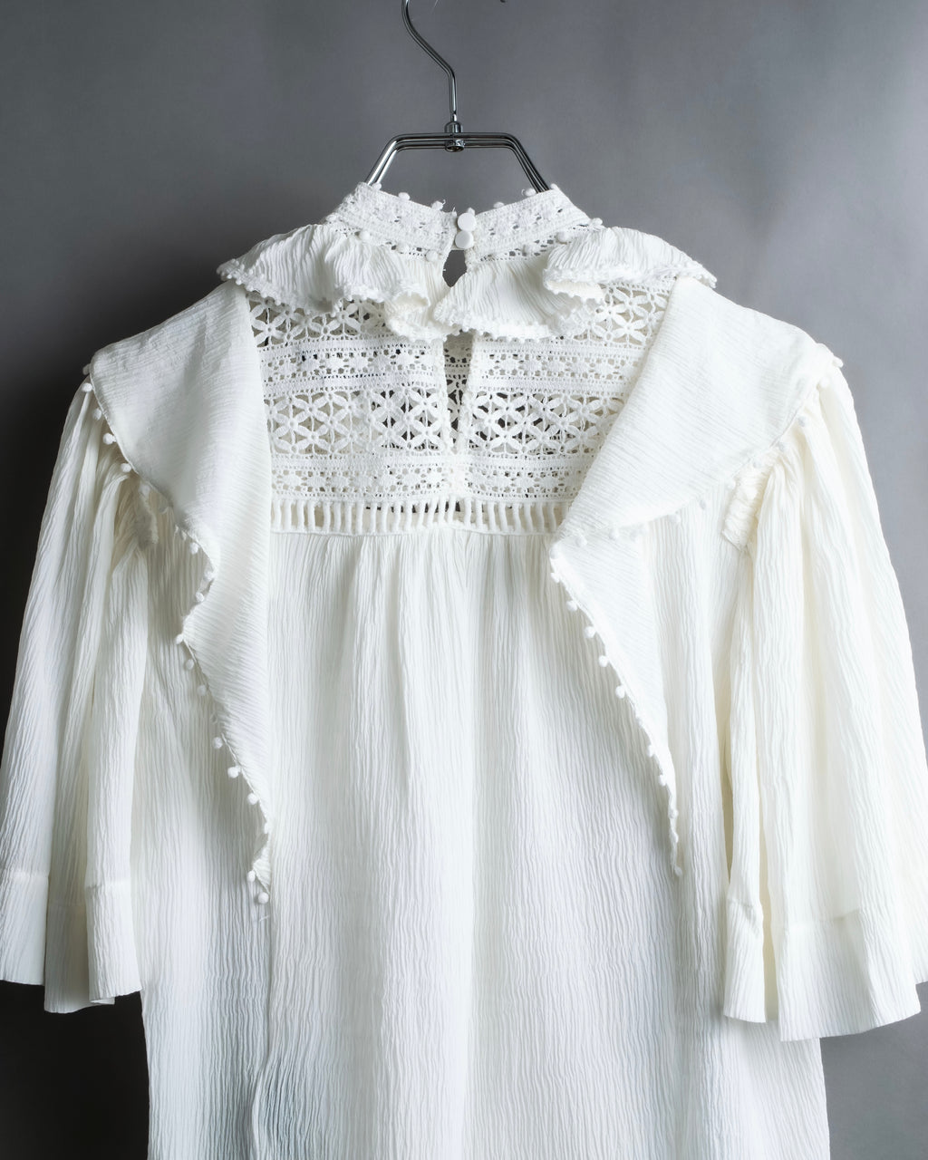 "ISABEL MARANT" Lace knit frill docking sheer blouse