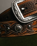 "ARIAT" 00's-10's Studded tooled leather western belt