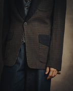 -SPECIAL- "Maison Martin Margiela" 00's Check shawl collar smoking jacket with satin contrast