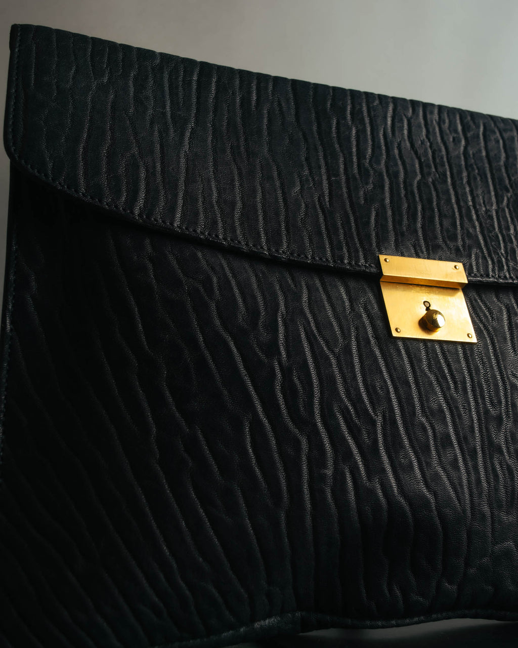 "Valextra" 80's-90's embossed leather document portfolio clutch