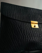 "Valextra" 80's-90's embossed leather document portfolio clutch