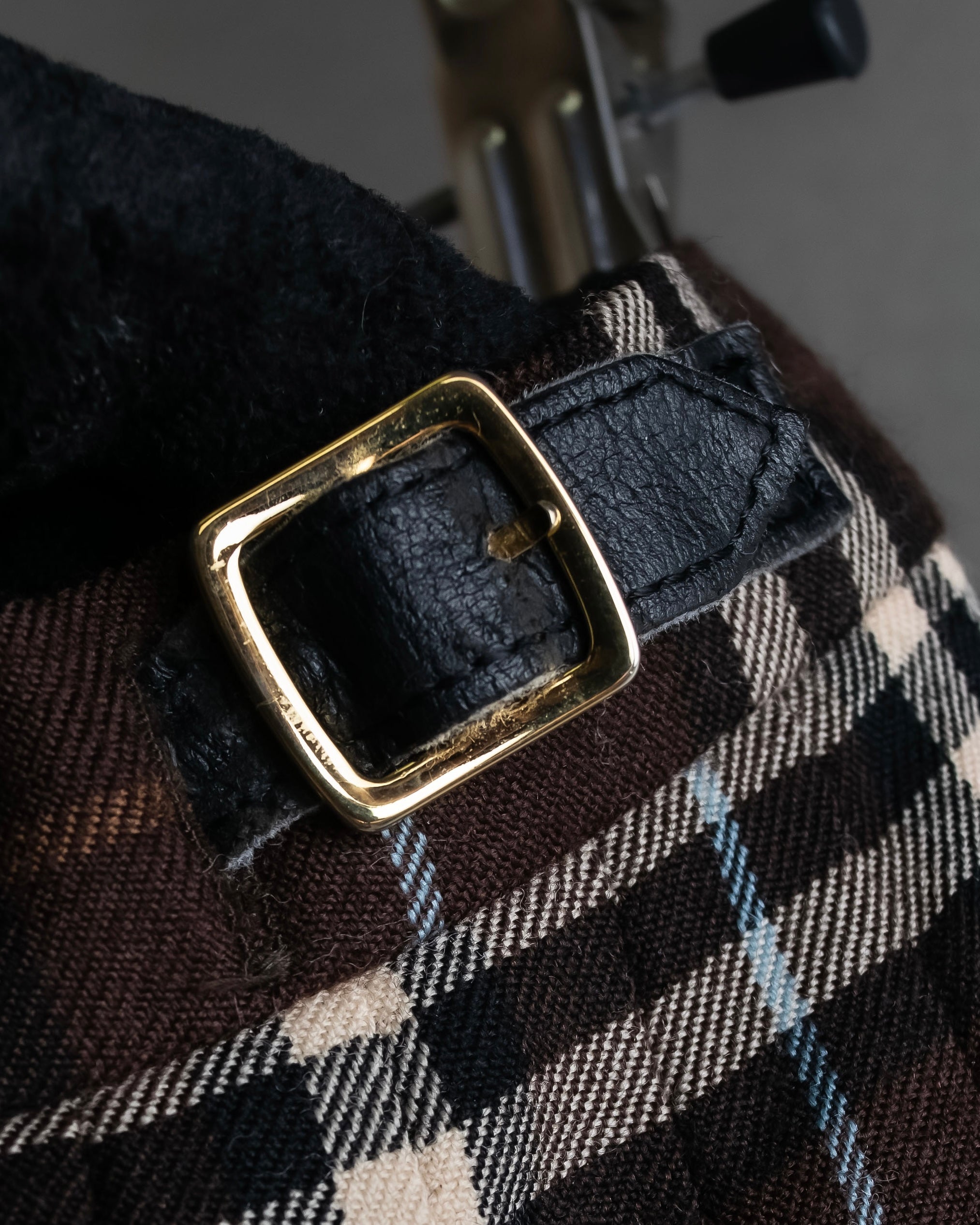 "BURBERRY" Brown tartan check pleated wrap skirt