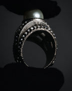 –SPECIAL– "CHANEL" 2016AW Pearl cage pavé statement ring