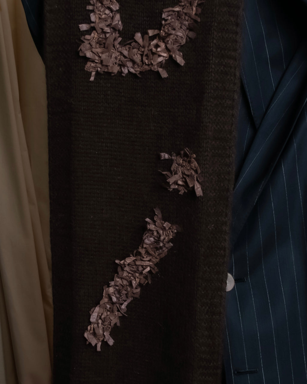 "Christian Dior  Patchwork logo detail fringe long muffler