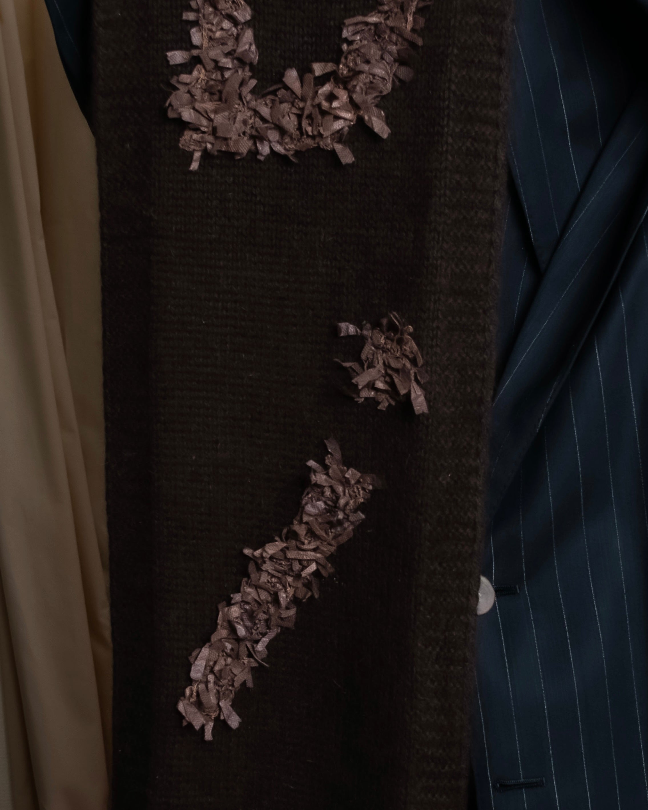 "Christian Dior  Patchwork logo detail fringe long muffler