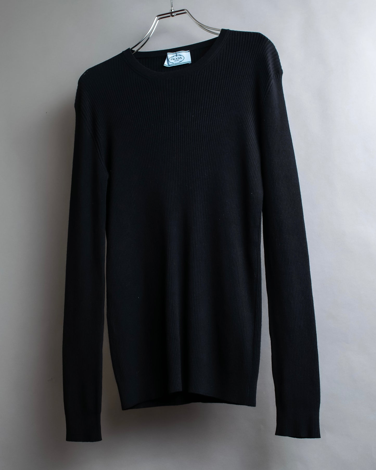 "PRADA" Ribbed black color pullover knit