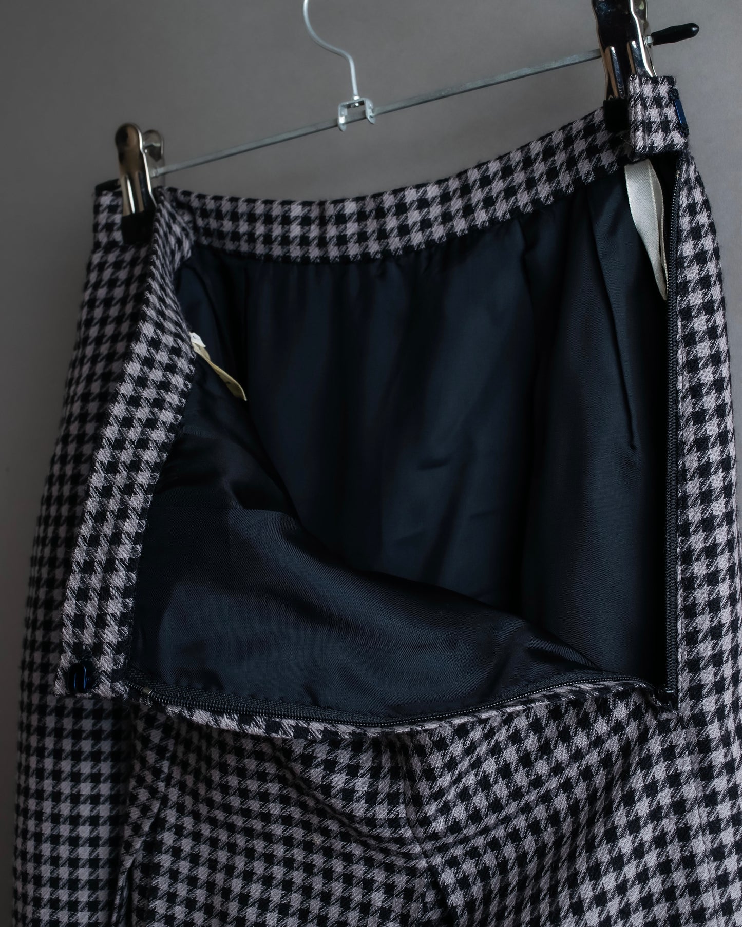 "Christian Dior" Houndstooth pattern wool cropped pleats skirt