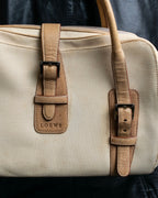 “LOEWE” Leather belted design bicolor handbag