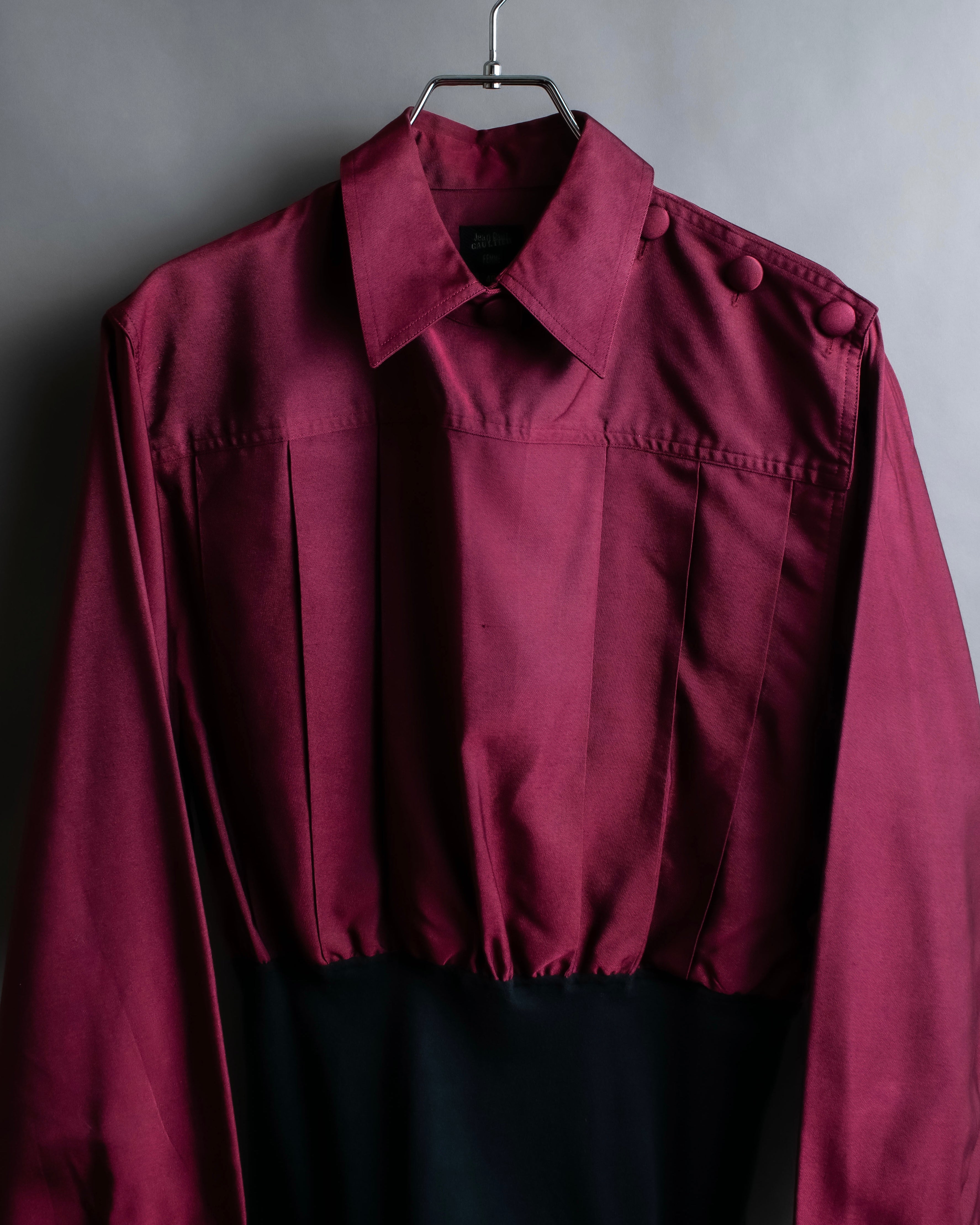 "JEAN PAUL GAULTIER FEMME"
 Waist different material switching design shirt