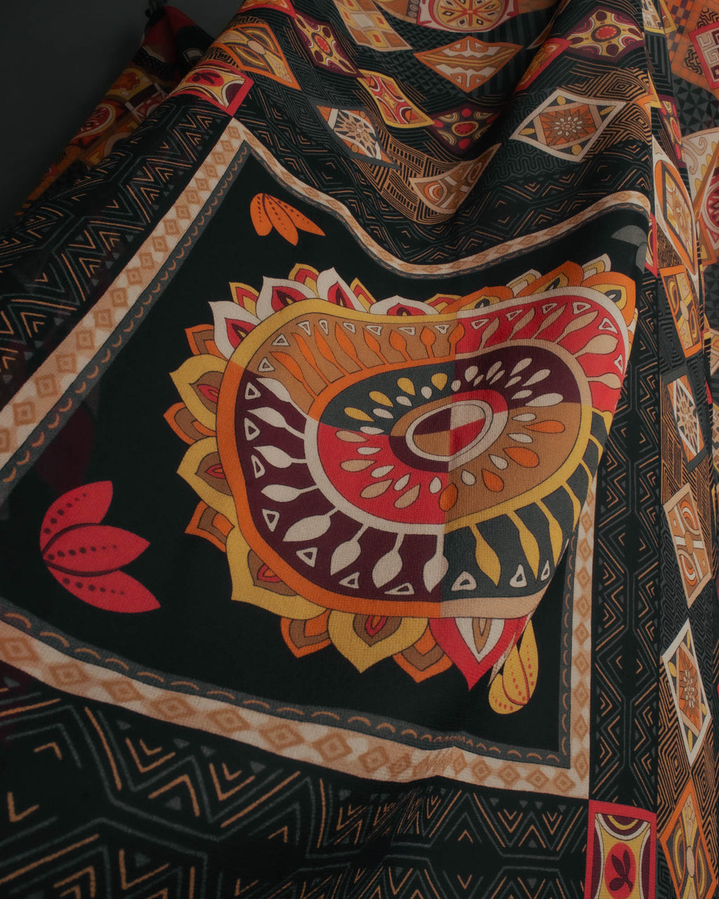 "Salvatore Ferragamo" 2010's Geometric tribal print silk scarf