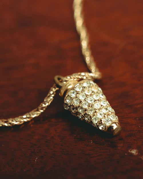 "Christian Dior" 70's-80's Crystal cone pendant necklace