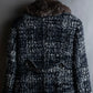 "Weekend Max Mara" Fur trimmed design collar tweed flare coat