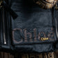 "Chloe" Eclipse series logo engraved leather tote bag